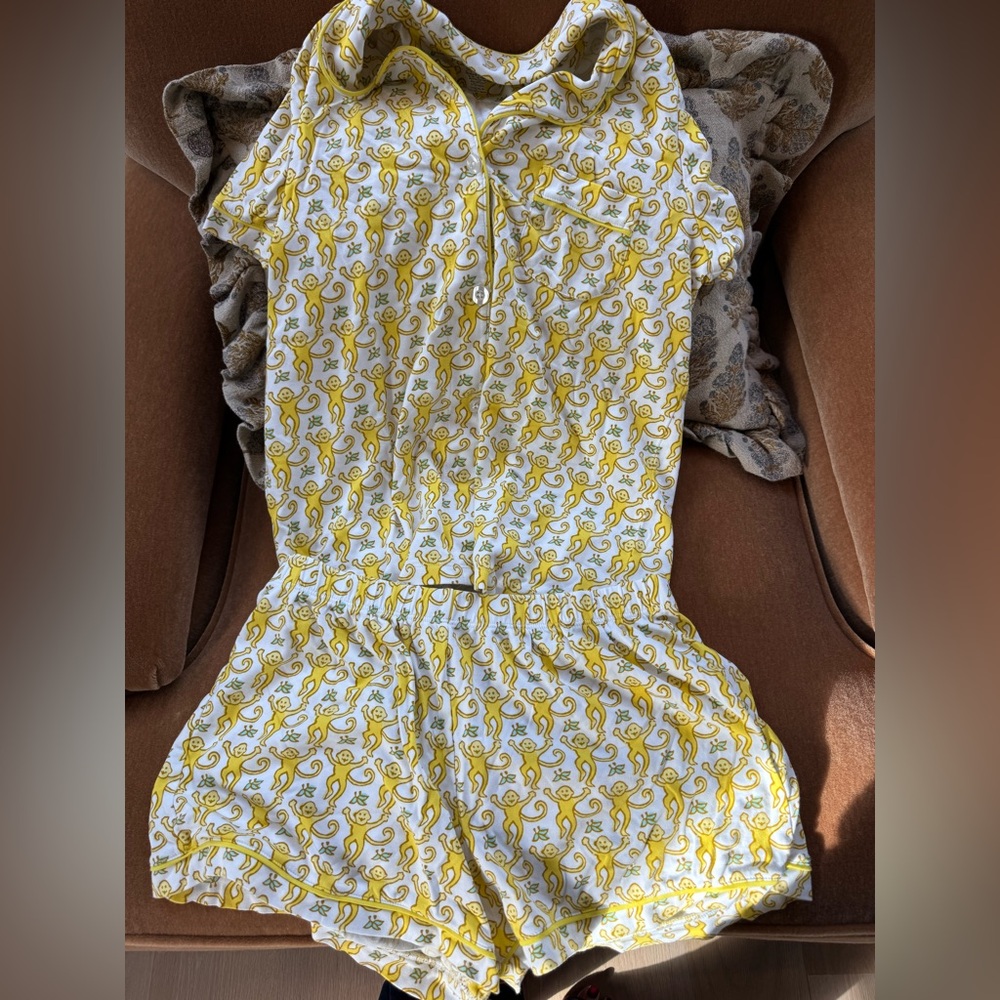 ROBERT ROLLER RABBIT Yellow Monkeys Short Pajama Set